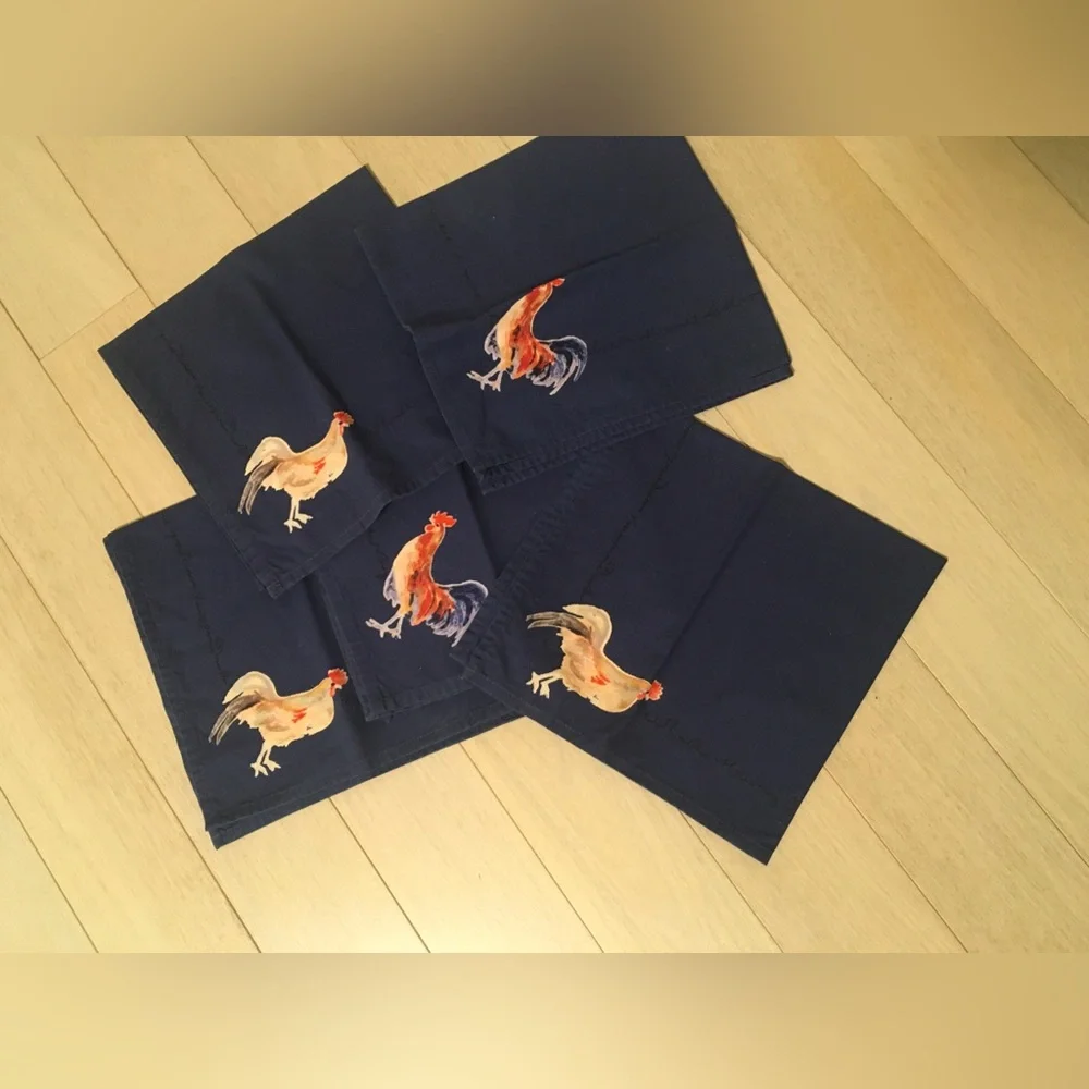 Williams-Sonoma Rooster Script cloth napkins